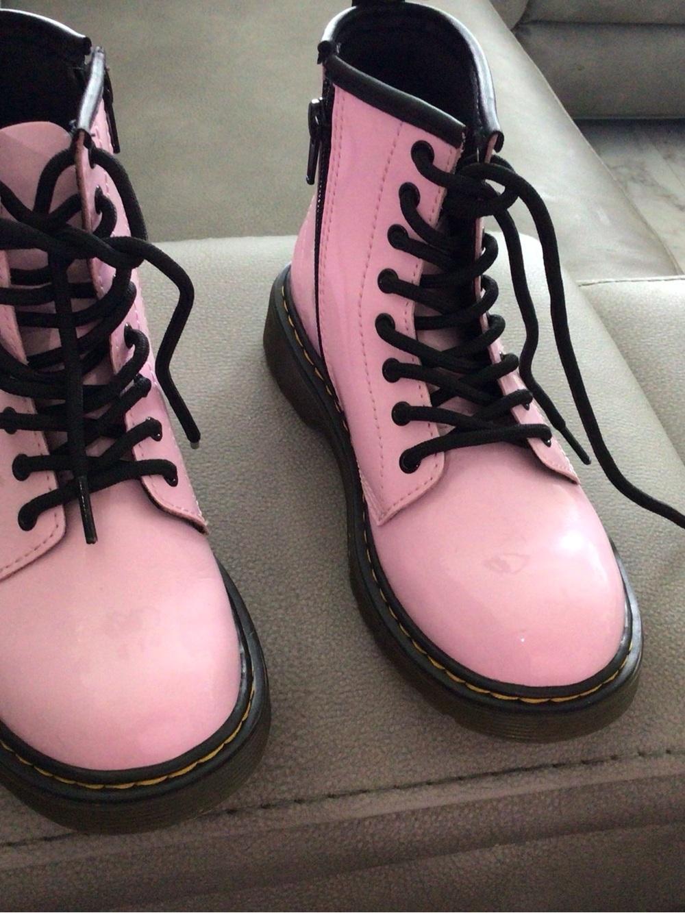 Dr. Martens Pink Kids Lace-Up Ankle Boots with Black Sole